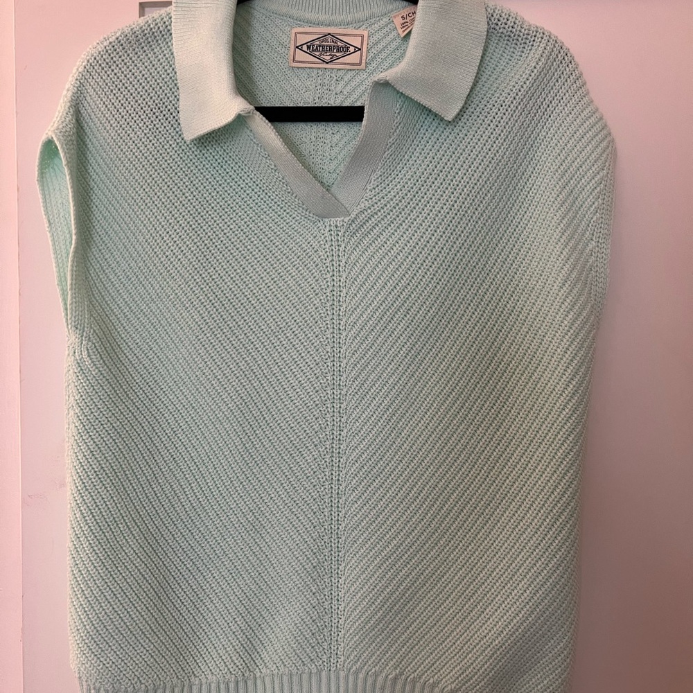 Weatherproof Light Green V-Neck Sweater Vest